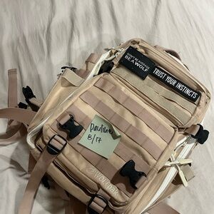 WOLF Beige Backpack with Black Accents